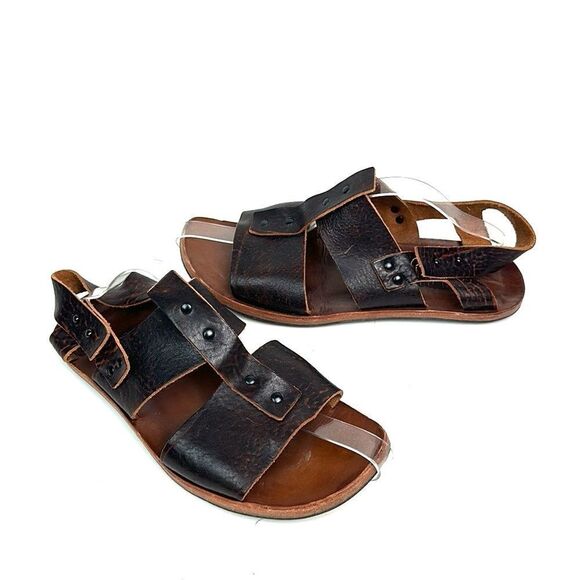 Cydwoq Men’s Leather Slingback Sandals Brown Handmade in New York size 45 US 11 - Picture 3 of 14